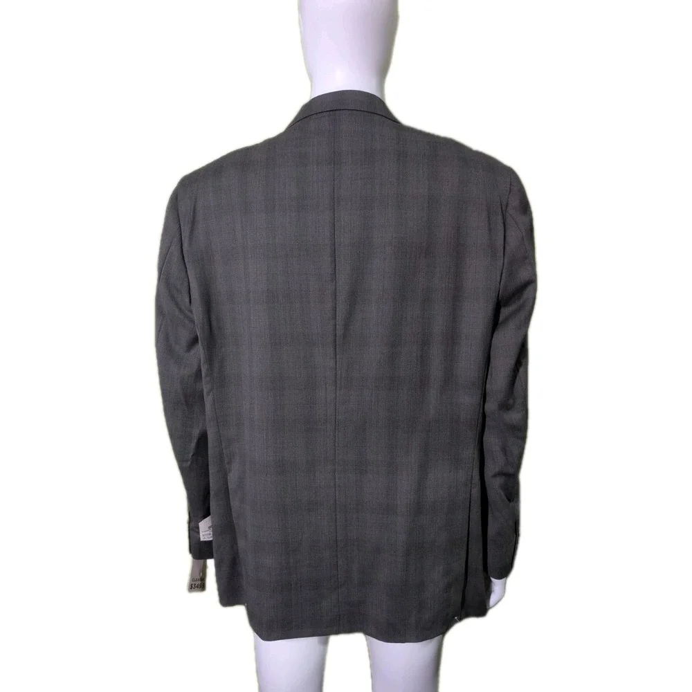 Joseph Abboud Men's 48R Gray Wool Blazer NWT Made USA Marzotto Super 120s Plaid